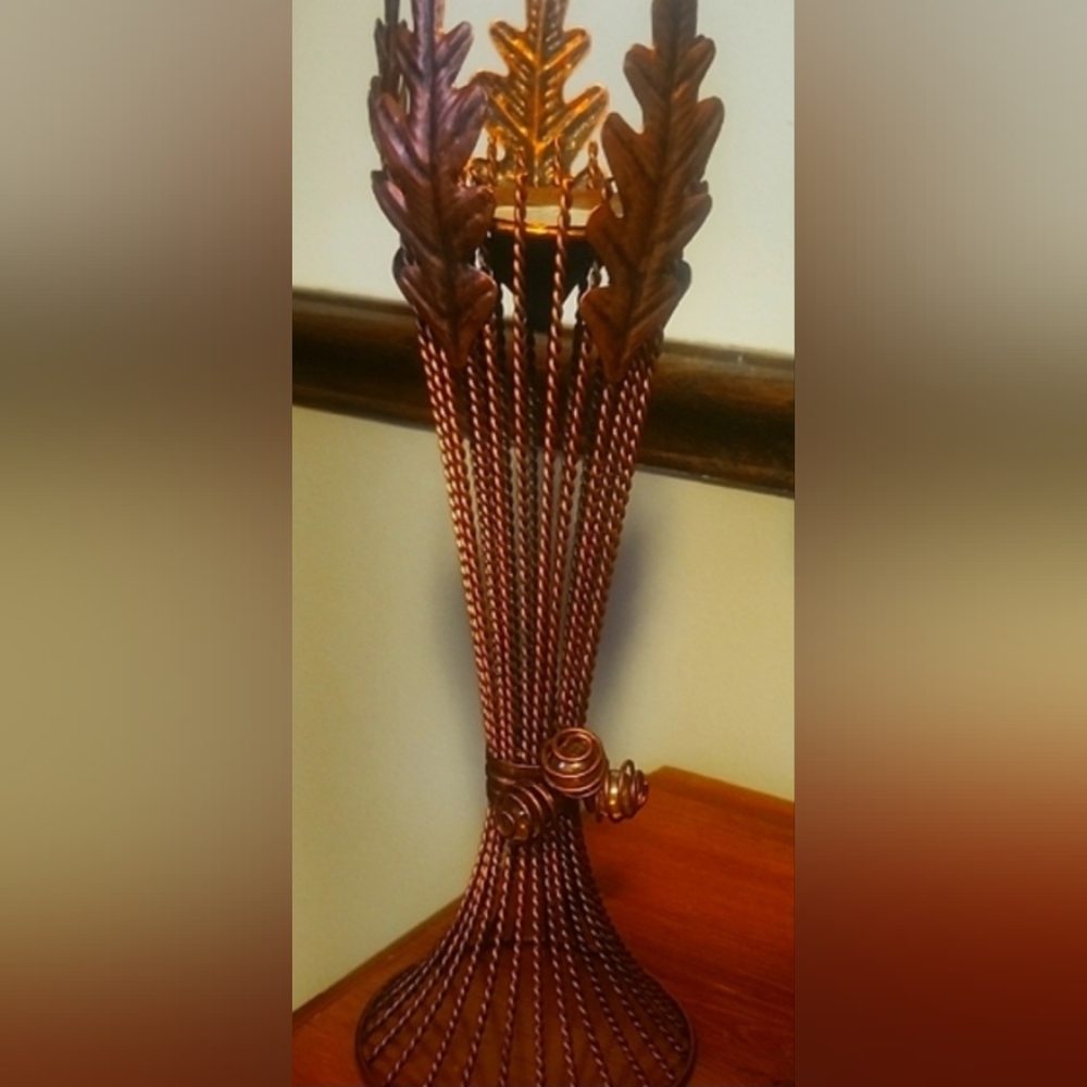 Elegant Copper Leaf Candle Holder